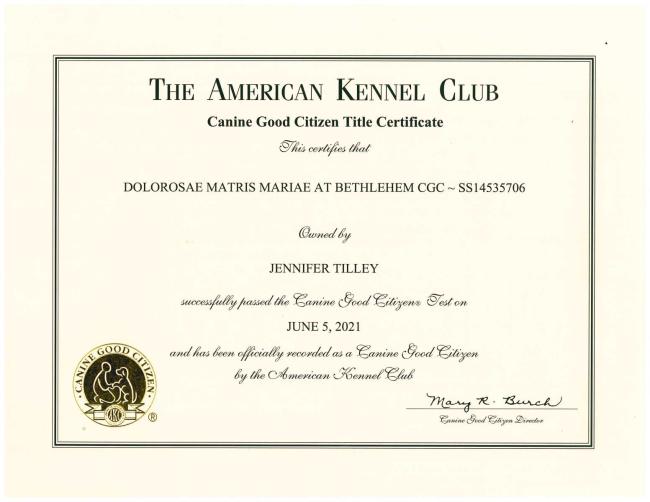 Dolorosas CGC Certificate