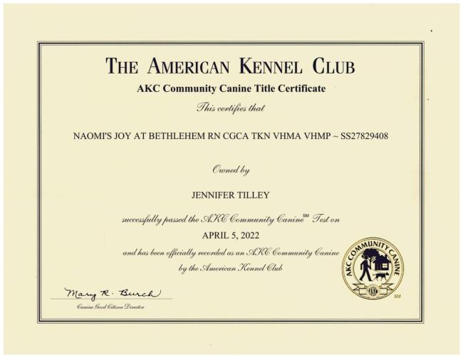 Naomis CGCA Certificate sm