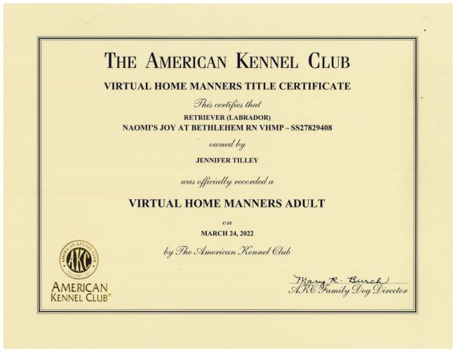 Naomis VHMA Certificate sm