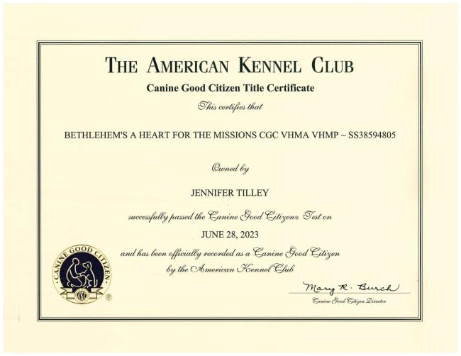 Xaviers CGC Certificate
