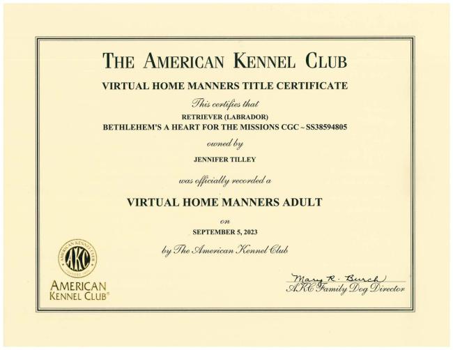 Xaviers VHMA Certificate