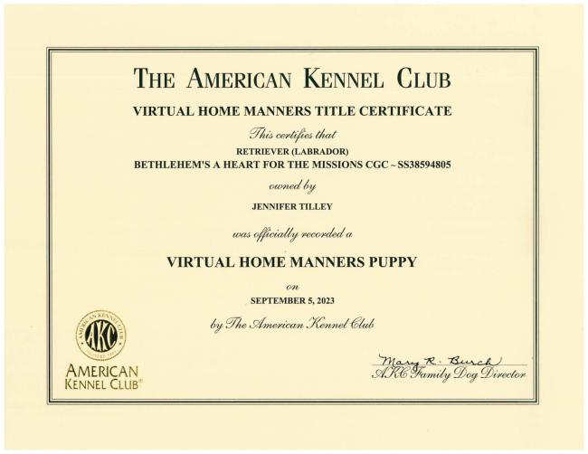 Xaviers VHMP Certificate